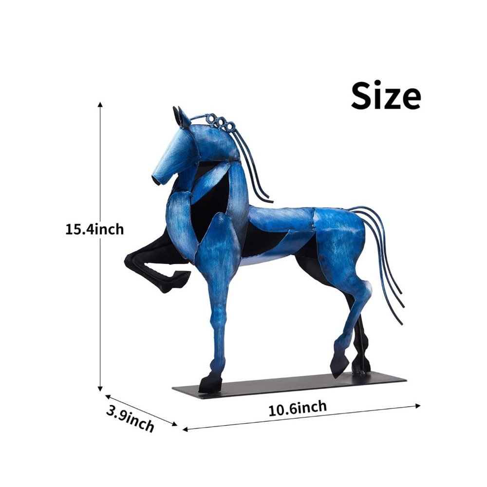 Blue Metal Horse Sculpture - Picture 4 of 5